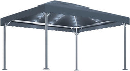 vidaXL - Prieel - met - LED-lichtslinger - 400x300 - cm - aluminium - antracietkleur