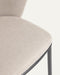 Kave Home Ciselia - Kruk - Chenille stof zwart staal - Beige (1 stuk)