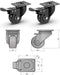 GBL Zwaarlast Zwenkwielen - 4 Remmen - 200 kg - 50 mm - Zwart (4 stuks)