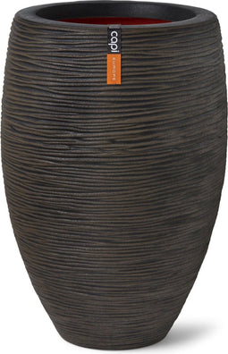 Capi Europe - Vaas elegant deluxe Rib NL - 51x72 - Donkerbruin - Opening Ø31 - Bloempot voor binnen en buiten - Levenslang garantie - Breukbestendig - 100% Recyclebaar - CO2 Neutraal geproduceerd - KDBR1138