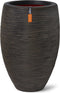 Capi Europe - Vaas elegant deluxe Rib NL - 51x72 - Donkerbruin - Opening Ø31 - Bloempot voor binnen en buiten - Levenslang garantie - Breukbestendig - 100% Recyclebaar - CO2 Neutraal geproduceerd - KDBR1138