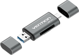 Vention CCHH0 - Kaartlezer USB - microSD SD - Grijs