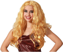 Atosa Verkleedpruik voor dames met lang golvend haar - Fantasia - blond - Filmster/popster/foute party