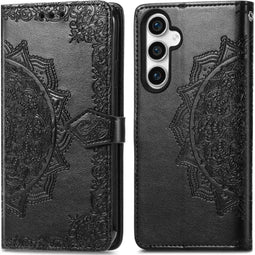 imoshion Hoesje Geschikt voor Samsung Galaxy S23 FE Hoesje Met Pasjeshouder - imoshion Mandala Bookcase - Zwart
