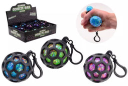 Johntoy Glitterbal Sleutelhanger - Zeshoekige Squeeze Bal - Stressverlichter - Multi (3 stuks)