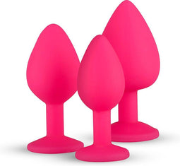 Siliconen Buttplug Met Diamant - Roze