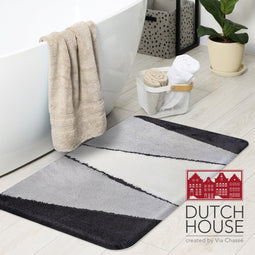 Dutch House Badmat Dijon - Badmat 60x90cm - Grijs - Antislip - Badmatten - Anti Slip Douchemat - Badkamer Mat - Snel Absorberend - Snel Drogende Badmat