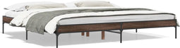 vidaXL - Bedframe - bewerkt - hout - metaal - bruin - eikenkleur - 200x200 - cm