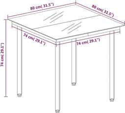 vidaXL - Tuintafel - 80x80x74 - cm - staal - en - glas - zwart