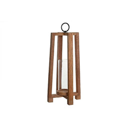 Kaarshouder Home ESPRIT Bruin Natuurlijk Kristal Mangohout 27 x 27 x 54 cm