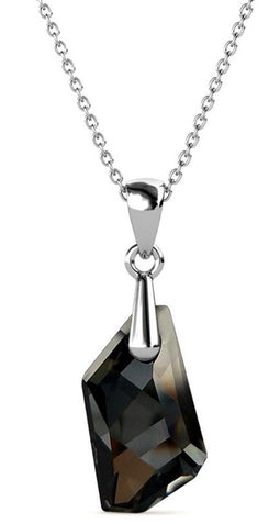 Yolora Dames Ketting - Kalpa Camaka Kristal Hanger - 18K Wit Verguld - Zilverkleurig