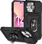 Lunso - Armor backcover hoes met ringhouder - Geschikt voor iPhone 14 Pro Max - Zwart