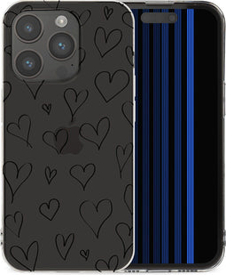 iMoshion Hoesje Geschikt voor iPhone 15 Pro Hoesje Siliconen - iMoshion Design hoesje - Transparant / Hearts