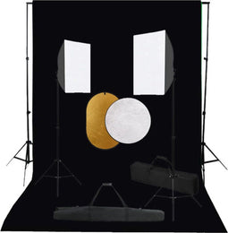 vidaXL - Fotostudioset - met - softboxlampen, - achtergrond - en - reflector