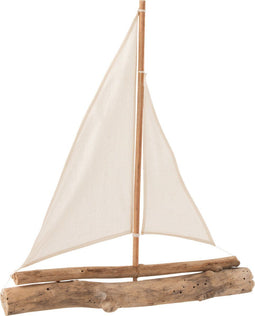J-Line decoratie Zeilboot - drijfhout - naturel - medium