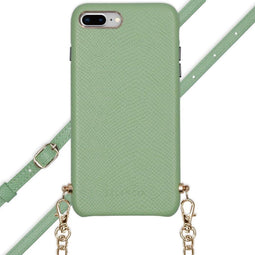 Selencia Hoesje Geschikt voor iPhone 8 Plus / 7 Plus Hoesje Met Koord - Selencia Aina Slang Hoesje met koord - Groen