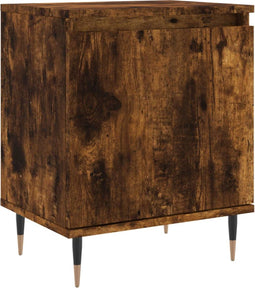 vidaXL - Nachtkastje - 40x30x50 - cm - bewerkt - hout - gerookt - eikenkleurig