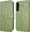 imoshion Hoesje Geschikt voor Samsung Galaxy A55 Hoesje Met Pasjeshouder - imoshion Design Bookcase smartphone - Groen / Green Flowers