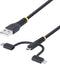 Startech.com RLTCUB1MBK - 3-in-1 USB Oplaadkabel - USB naar Lightning/Micro-USB/Type-C - Zwart