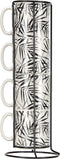 Secret de Gourmet Koffie mokken/bekers Botanic - lichtgroen - 4x stuks in rekje - Keramiek - glans afwerking - 240 ml - 7 x 8 cm