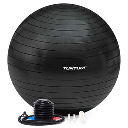 Tunturi Anti Burst Fitnessbal 55 cm - Yoga bal - 220 kg gebruikersgewicht - Incl Pomp - Zwart