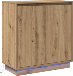 vidaXL - Sideboard - met - LED - Artisan - Eik - 71x34,5x75 - cm - Geengineerd - Hout