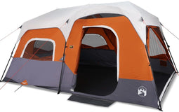 vidaXL - Tent - 9-persoons - waterdicht - met - LED - lichtgrijs - en - oranje