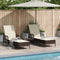 vidaXL - Ligbedden - 2 - stuks - met - Kussens - en - Tafel - Bruin - Poly - Rattan
