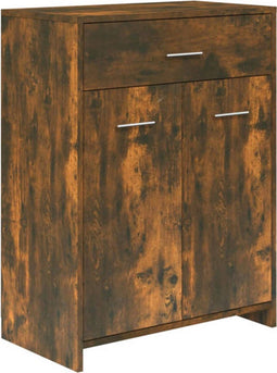 vidaXL - Badkamerkast - 60x33x80 - cm - bewerkt - hout - gerookt - eikenkleurig