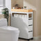 SoBuy BZR54-II-W - Slanke Badkamerkast - 3 Lades - Wit/Natuur - 65 x 23 x 82 cm