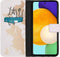 iMoshion Hoesje Geschikt voor Samsung Galaxy A52 (5G) / A52s / A52 (4G) Hoesje Met Pasjeshouder - iMoshion Design Softcase Bookcase - Wit / Meerkleurig / Goud / Let's Go Travel White