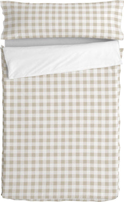 Dekbedovertrek zonder vulling HappyFriday Basic Kids Vichy Beige 105 x 200 cm