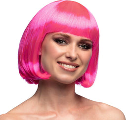 Boland - Pruik Bobline - Synthetisch haar - Hard roze