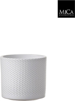 Mica Decorations-e - 12 stuks! Era pot rond wit h12,5xd13,5 cm Mica...