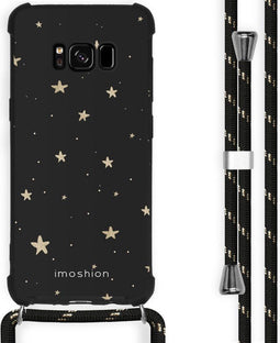 iMoshion Hoesje Geschikt voor Samsung Galaxy S8 Hoesje Met Koord - iMoshion Design Hoesje met Koord - Goud / Zwart / Stars Gold