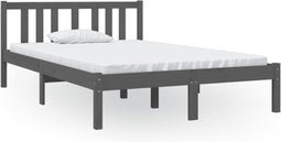 vidaXL - Bedframe - massief - hout - grijs - 120x190 - cm