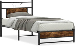 vidaXL - Bedframe - zonder - matras - hout - gerookt - eikenkleurig - 75x190 - cm