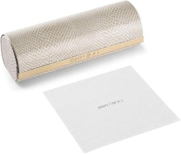Jimmy Choo - Luxe brillenkoker - Slangenleer reliëf - Grijs - 16 x 6 x 4 cm