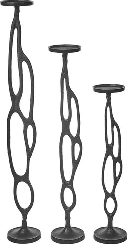 Beliani BUNI - Kandelaar set van 3 - Zwart - Aluminium