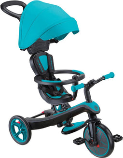 Globber Explorer Trike 4in1 - Driewieler met duwstang - Teal - vanaf 10 maanden tot 5 jaar