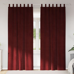 vidaXL - Zwarte - Gordijnen - met - Hengende - Lussen - 2 - stuks - Wijnrood - Velvet