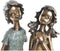 Decoratieve figuren DKD Home Decor 2 Rood Gouden Turkoois Hars Kinderen Modern (17 x 13 x 22 cm) (2 Stuks)