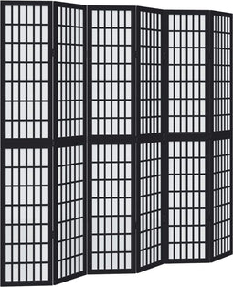 vidaXL - Kamerscherm - met - 6 - panelen - massief - paulowniahout - zwart
