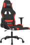 vidaXL - Gamestoel - met - voetensteun - stof - zwart - en - rood