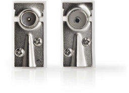 Nedis IEC (Coax) Connector - Gehoekt - Female / Male - Vernikkeld - 75 Ohm - Schroef - Diameter kabelinvoer: 7.0 mm - Metaal / Polyvinylchloride (PVC) - Wit - 2 Stuks - Doos
