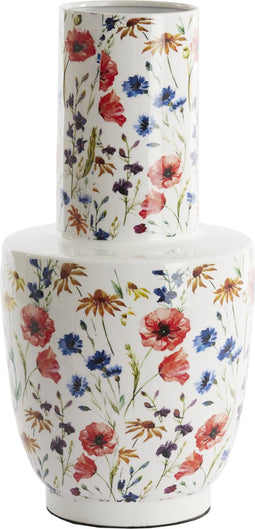 Light&living Vaas deco Ø28x55 cm YVOTY wit+bloemen print