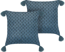 RIBES - Sierkussen set van 2 - Donkerblauw - 45 x 45 cm - Fluweel