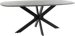 Meubelplaats Eettafel Marquina Deens ovaal melamine 180 cm - marmerlook - zwart