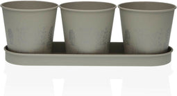 Bloempot Versa Grijs Triple Metaal (11 x 33 cm)