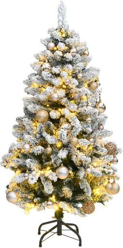 vidaXL - Kunstkerstboom - met - scharnieren - 150 - LED's - en - kerstballen - 150 - cm
